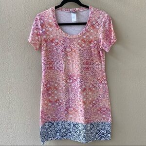Tommy Bahama Pink and Orange Patterned Short Sleeve T-shirt dress size S
